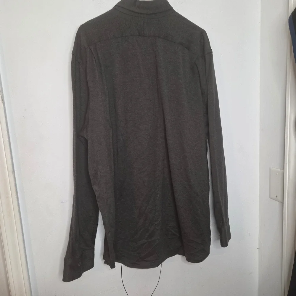 Polo‎ Ralph Lauren Mens XXL Knit Dress Shirt Charcoal Grey Long Sleeve Pony Logo